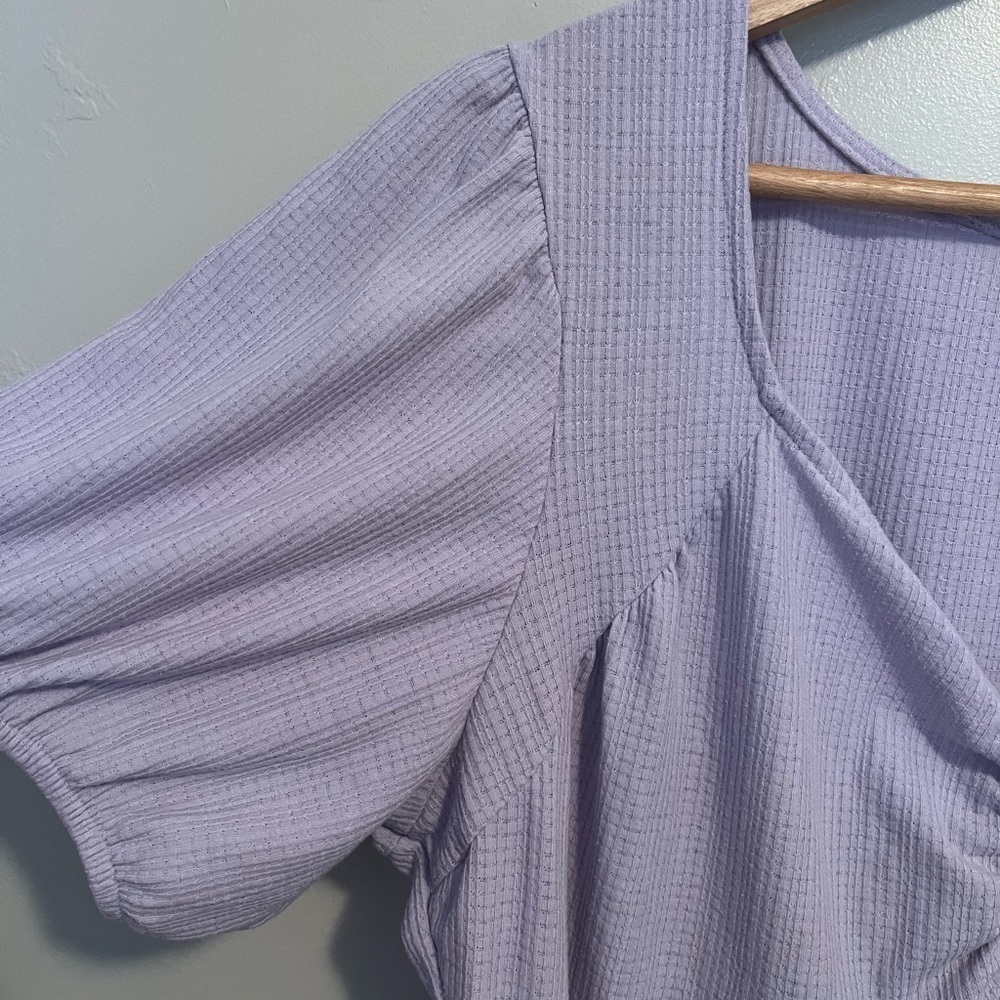 Lavender Puff Sleeve Babydoll Blouse - Picture 6 of 8